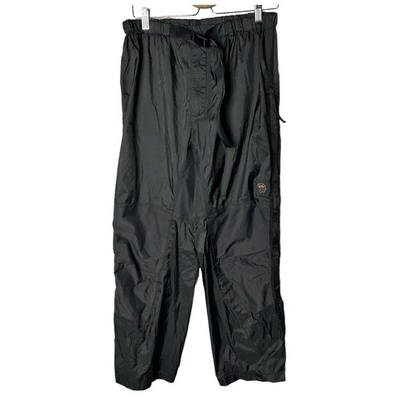 VTG 90's Mountain Hardwear Men's Black 100% Nylon Pants Pockets Belted Medium - Picture 1 of 5